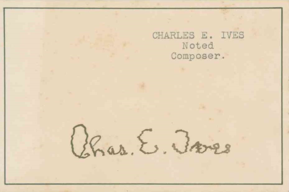 Ives, Charles - Matted Ensemble with Signature and Photograph Portrait.